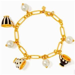 Kate Spade NWT charm bracelet - Tea Time Teacup Alice in Wonderland